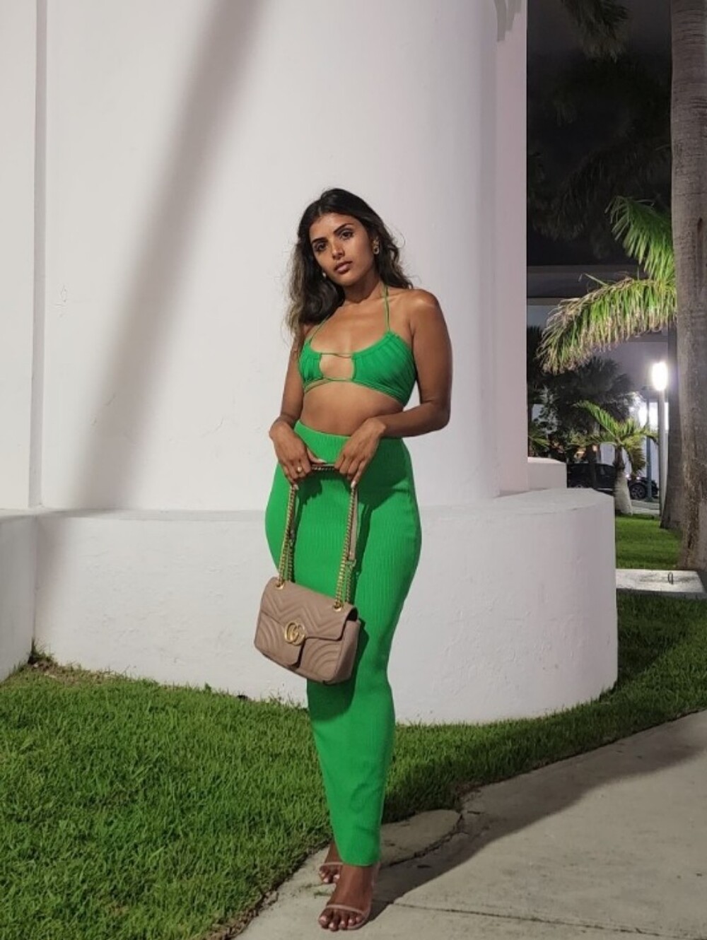 Meshki Emerald Cutout Skirt Set
